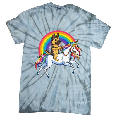 German Shepherd Unicorn Space Galaxy Rainbow Tie-Dye T-Shirt