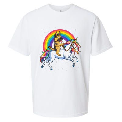 German Shepherd Unicorn Space Galaxy Rainbow Sueded Cloud Jersey T-Shirt