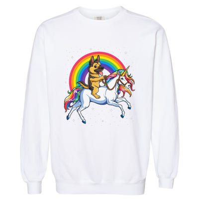 German Shepherd Unicorn Space Galaxy Rainbow Garment-Dyed Sweatshirt