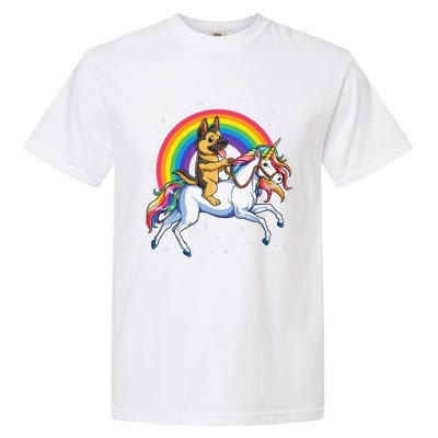 German Shepherd Unicorn Space Galaxy Rainbow Garment-Dyed Heavyweight T-Shirt