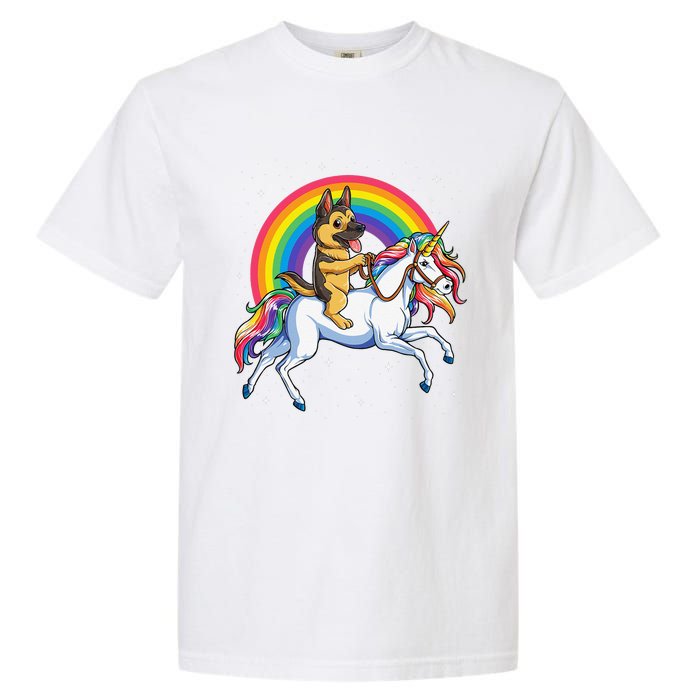 German Shepherd Unicorn Space Galaxy Rainbow Garment-Dyed Heavyweight T-Shirt