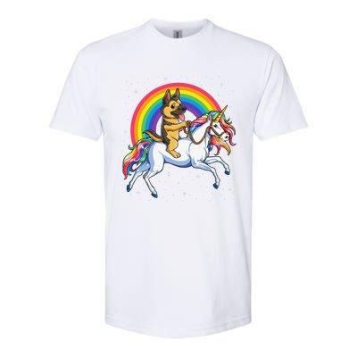 German Shepherd Unicorn Space Galaxy Rainbow Softstyle CVC T-Shirt