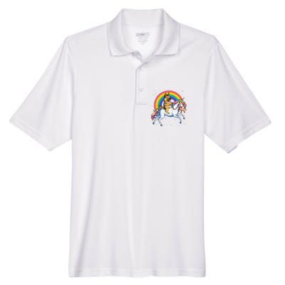 German Shepherd Unicorn Space Galaxy Rainbow Men's Origin Performance Pique Polo