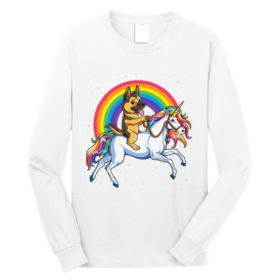 German Shepherd Unicorn Space Galaxy Rainbow Long Sleeve Shirt