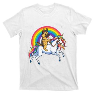 German Shepherd Unicorn Space Galaxy Rainbow T-Shirt