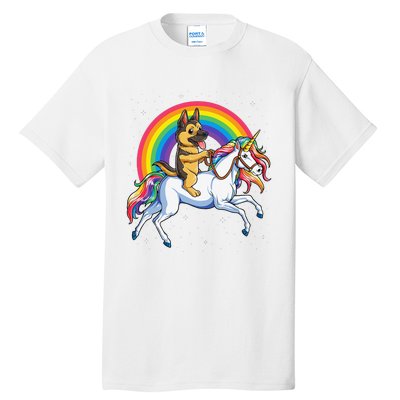 German Shepherd Unicorn Space Galaxy Rainbow Tall T-Shirt