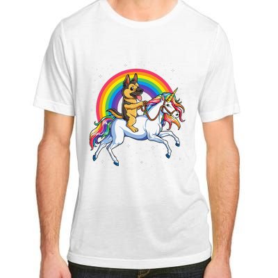 German Shepherd Unicorn Space Galaxy Rainbow Adult ChromaSoft Performance T-Shirt