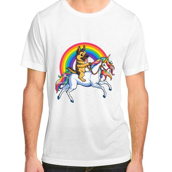 German Shepherd Unicorn Space Galaxy Rainbow Adult ChromaSoft Performance T-Shirt