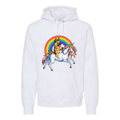 German Shepherd Unicorn Space Galaxy Rainbow Premium Hoodie