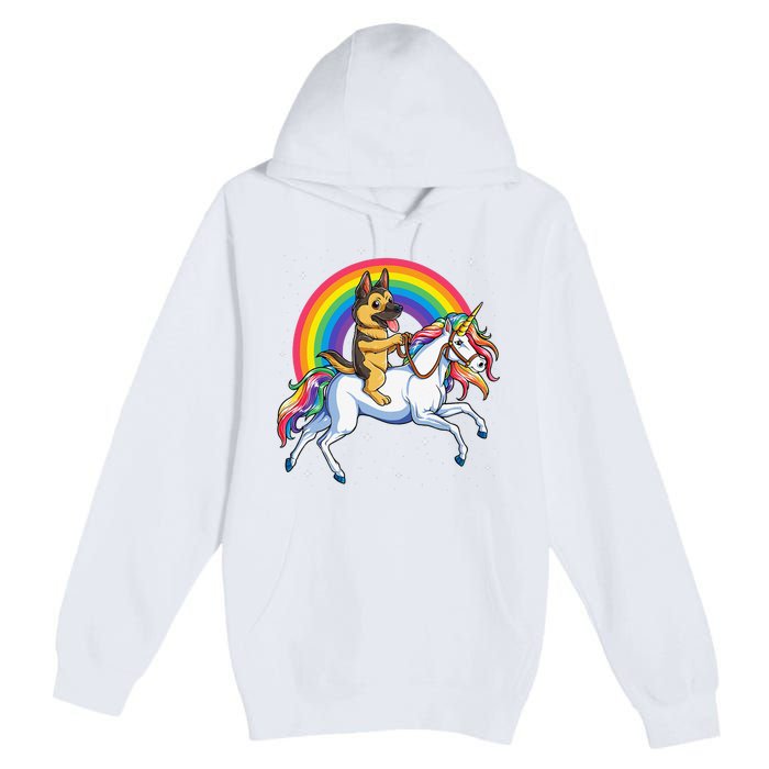 German Shepherd Unicorn Space Galaxy Rainbow Premium Pullover Hoodie