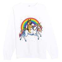 German Shepherd Unicorn Space Galaxy Rainbow Premium Crewneck Sweatshirt