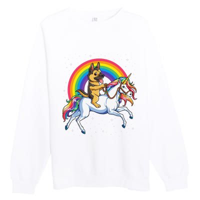 German Shepherd Unicorn Space Galaxy Rainbow Premium Crewneck Sweatshirt