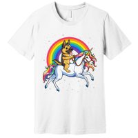 German Shepherd Unicorn Space Galaxy Rainbow Premium T-Shirt