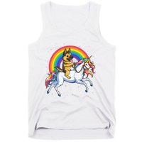 German Shepherd Unicorn Space Galaxy Rainbow Tank Top