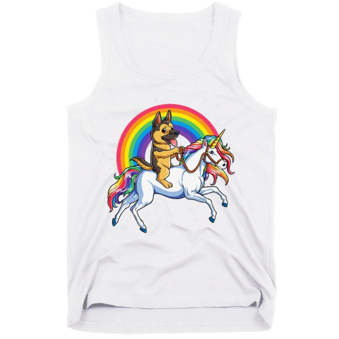 German Shepherd Unicorn Space Galaxy Rainbow Tank Top