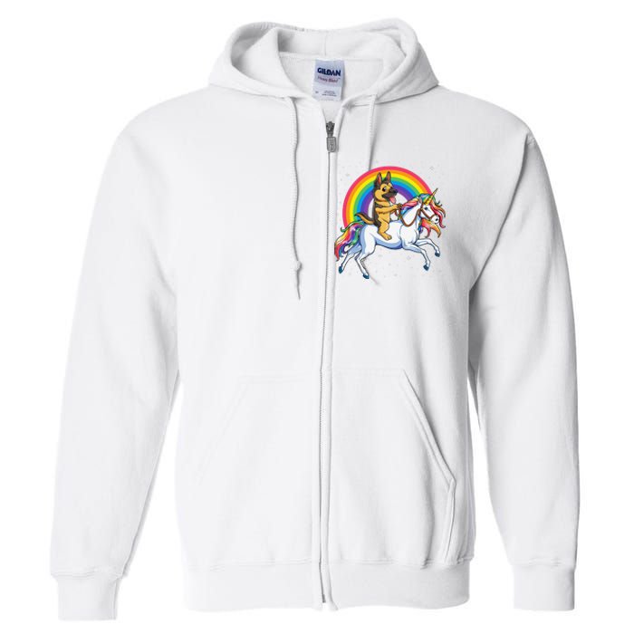 German Shepherd Unicorn Space Galaxy Rainbow Full Zip Hoodie