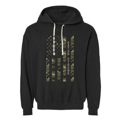 Gator Strong United States Distressed Camo W Us Flag Garment-Dyed Fleece Hoodie