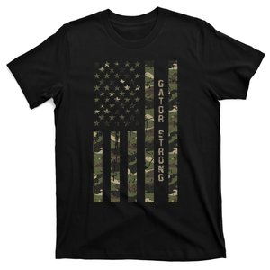 Gator Strong United States Distressed Camo W Us Flag T-Shirt