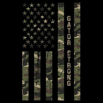 Gator Strong United States Distressed Camo W Us Flag T-Shirt