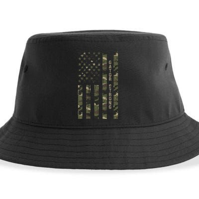 Gator Strong United States Distressed Camo W Us Flag Sustainable Bucket Hat