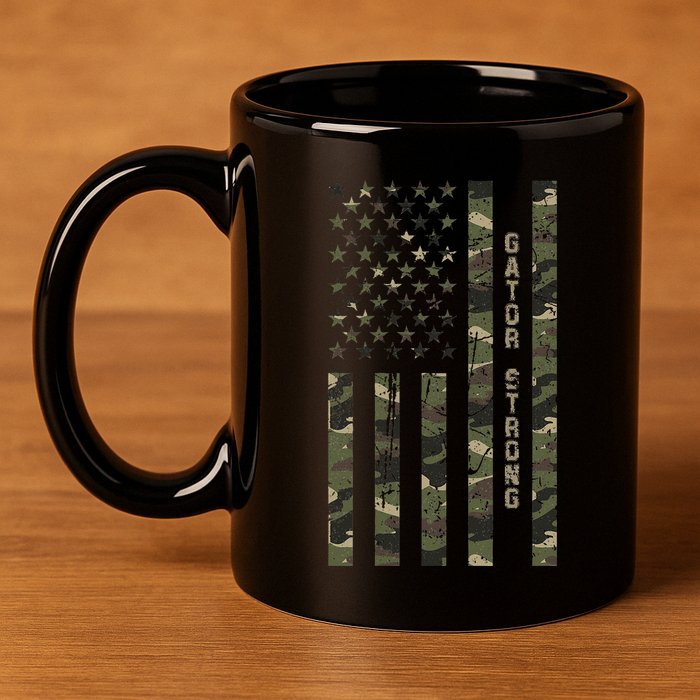 Gator Strong United States Distressed Camo W Us Flag 11oz C Handle Ceramic Mug