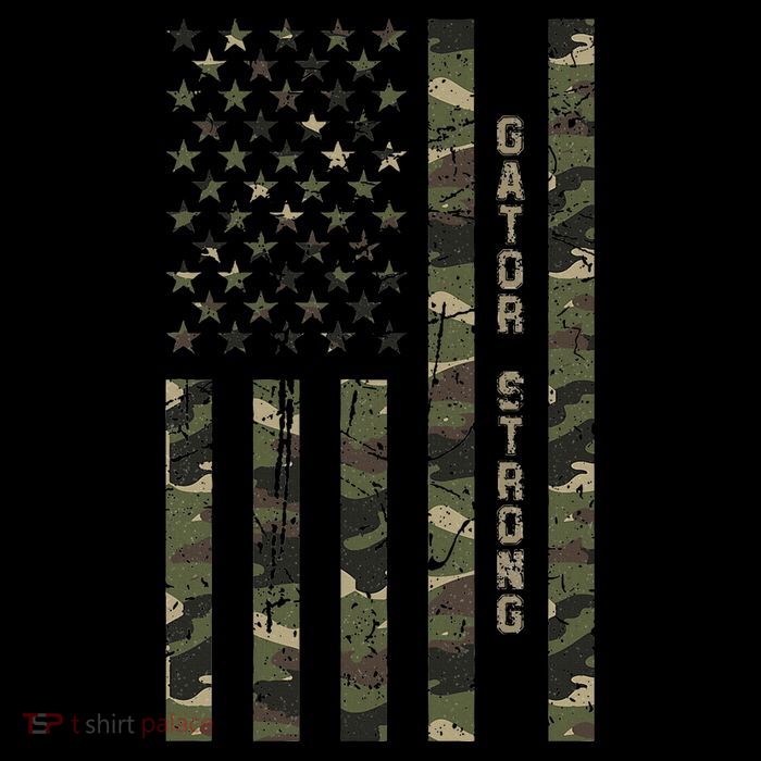 Gator Strong United States Distressed Camo W Us Flag Flatbill Hat