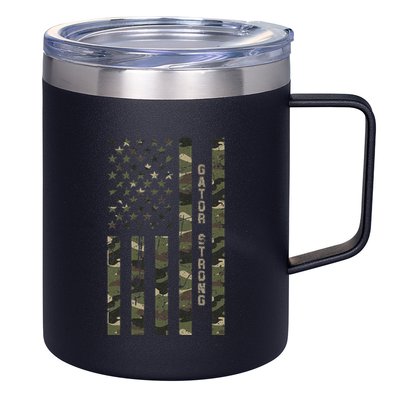 Gator Strong United States Distressed Camo W Us Flag 12oz Stainless Steel Coffee Mug
