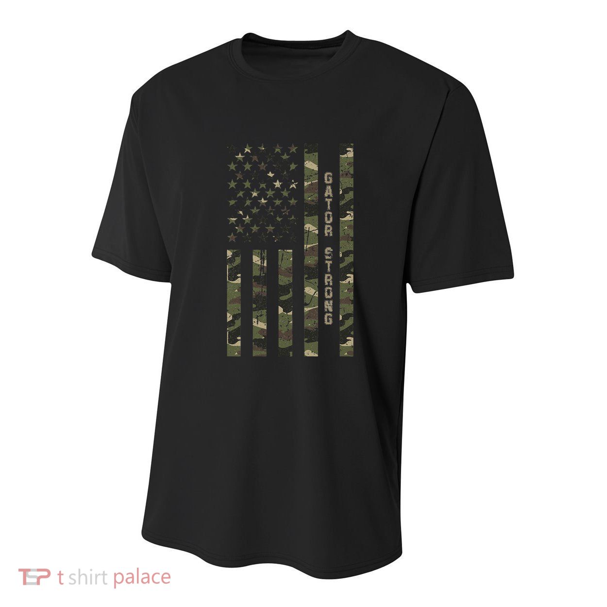Gator Strong United States Distressed Camo W Us Flag Youth Performance Sprint T-Shirt
