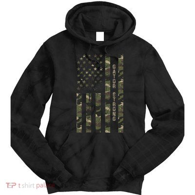 Gator Strong United States Distressed Camo W Us Flag Tie Dye Hoodie