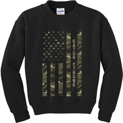 Gator Strong United States Distressed Camo W Us Flag Kids Sweatshirt