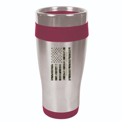 Gator Strong United States Distressed Camo W Us Flag 16oz Travel Tumbler