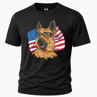 German Shepherd USA Flag Vintage Performance Shirt