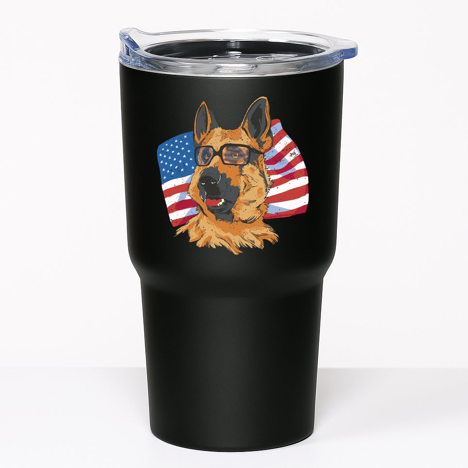 German Shepherd USA Flag Vintage Tumbler