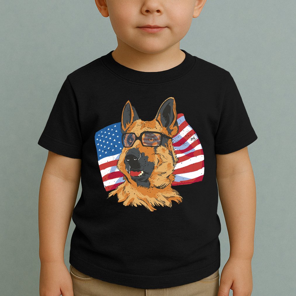 German Shepherd USA Flag Vintage Toddler T-Shirt