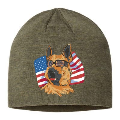 German Shepherd USA Flag Vintage Sustainable Beanie
