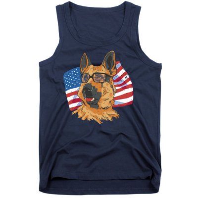 German Shepherd USA Flag Vintage Tank Top