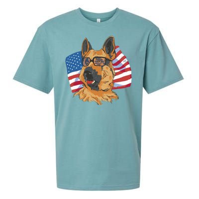 German Shepherd USA Flag Vintage Sueded Cloud Jersey T-Shirt