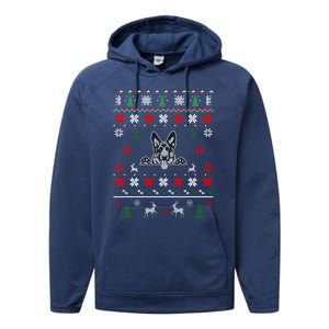 Ger Shepherd Ugly Christmas Dog Lover Gift Performance Fleece Hoodie