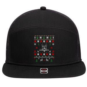 Ger Shepherd Ugly Christmas Dog Lover Gift 7 Panel Mesh Trucker Snapback Hat