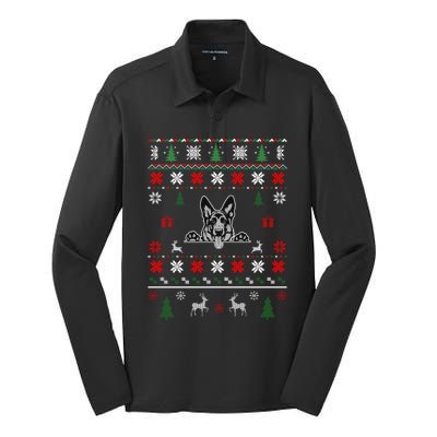 Ger Shepherd Ugly Christmas Dog Lover Gift Silk Touch Performance Long Sleeve Polo