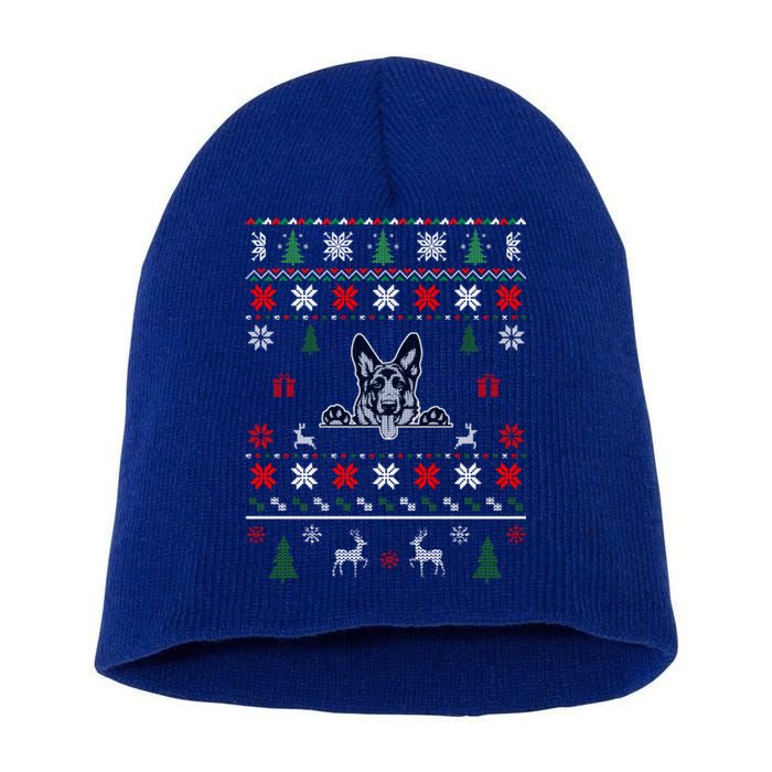 Ger Shepherd Ugly Christmas Dog Lover Gift Short Acrylic Beanie