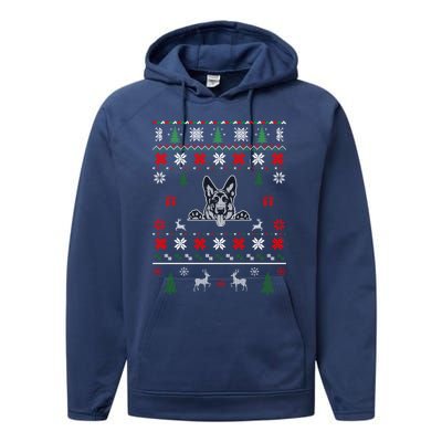 Ger Shepherd Ugly Christmas Dog Lover Gift Performance Fleece Hoodie