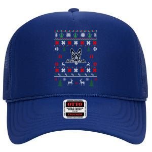 Ger Shepherd Ugly Christmas Dog Lover Gift High Crown Mesh Back Trucker Hat