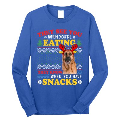 Ger Shepherd Ugly Xmas Funny Gift They See YouRe Eating Funny Gift Long Sleeve Shirt