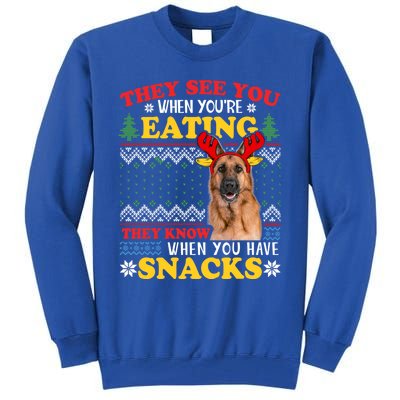 Ger Shepherd Ugly Xmas Funny Gift They See YouRe Eating Funny Gift Tall Sweatshirt