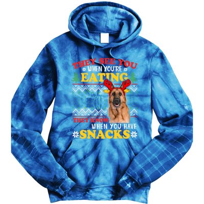 Ger Shepherd Ugly Xmas Funny Gift They See YouRe Eating Funny Gift Tie Dye Hoodie