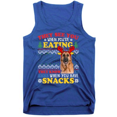 Ger Shepherd Ugly Xmas Funny Gift They See YouRe Eating Funny Gift Tank Top