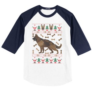 Ger Shepherd Ugly Christmas Holiday Dog Lover Xmas Gift Cool Gift Baseball Sleeve Shirt