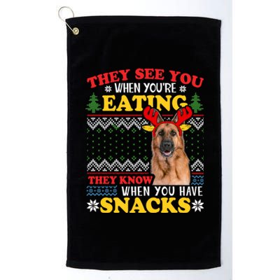 Ger Shepherd Ugly Xmas Gift They See You're Eating Gift Platinum Collection Golf Towel