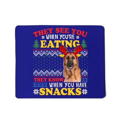 Ger Shepherd Ugly Xmas Gift They See You're Eating Gift Mousepad